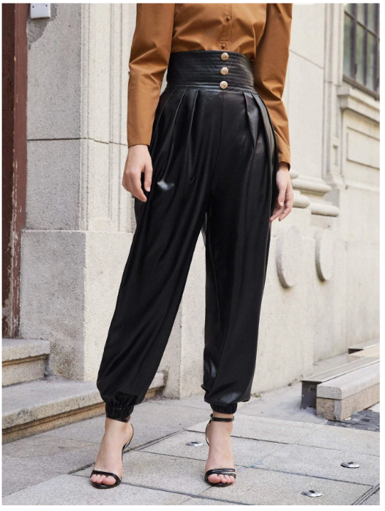 Pantalon en cuir PU Berthe