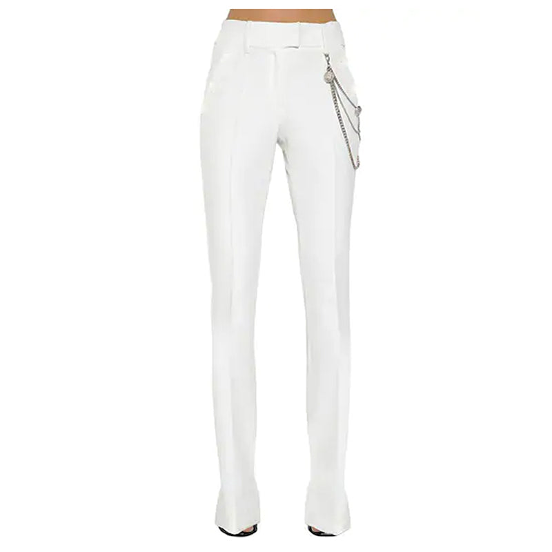 Pantalon Blanc Orné en Chaîne métal-pantalon-Adrienne&Sandrine