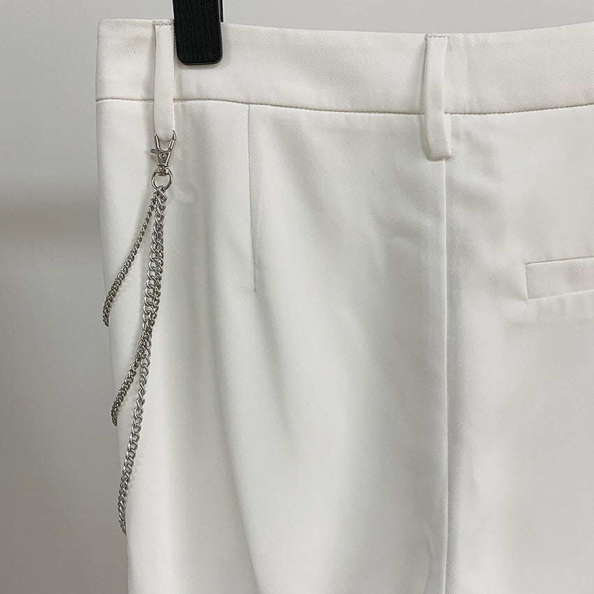 Pantalon Blanc Orné en Chaîne métal-pantalon-Adrienne&Sandrine